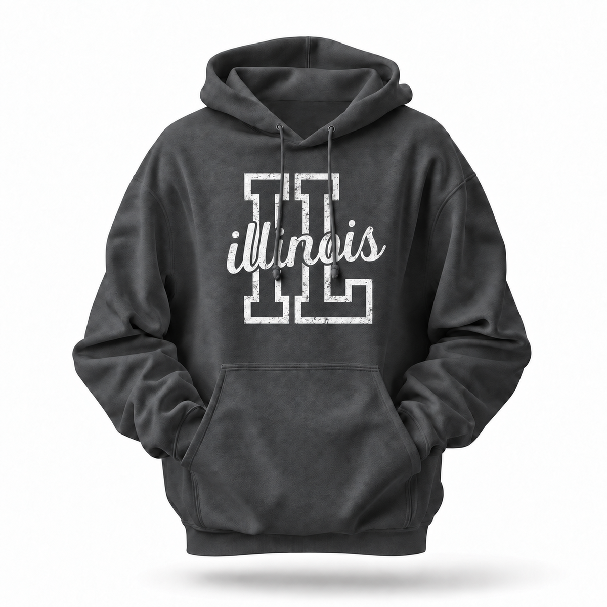Illinois Varsity Block Letters Distressed Hoodie