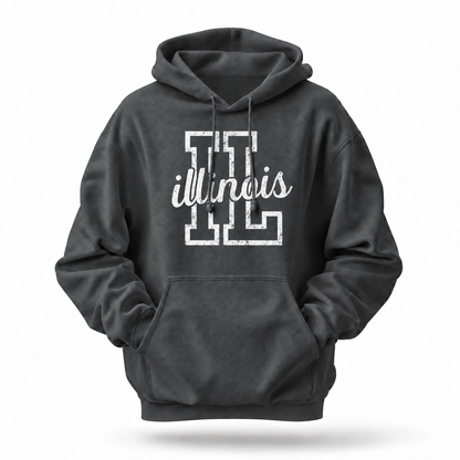 Illinois Varsity Block Letters Distressed Hoodie