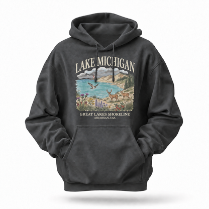 Lake Michigan Great Lakes Shoreline Hoodie