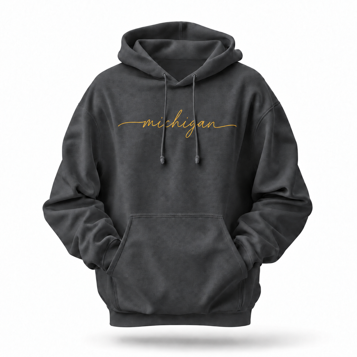 Michigan Minimalist Yellow Script Hoodie