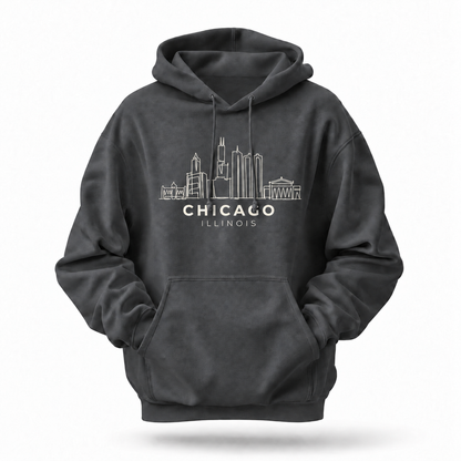 Chicago Illinois Minimalist Skyline Blue Hoodie
