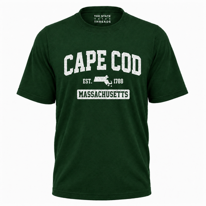 Cape Cod Massachusetts Vintage Distressed Map Shirt