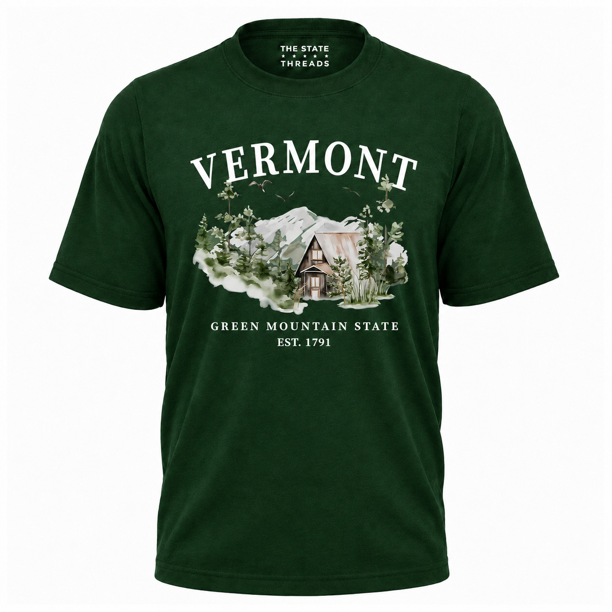 Vermont Green Mountain State A-Frame Cabin Nature Shirt