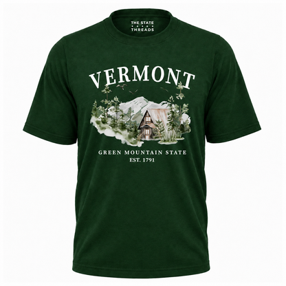 Vermont Green Mountain State A-Frame Cabin Nature Shirt