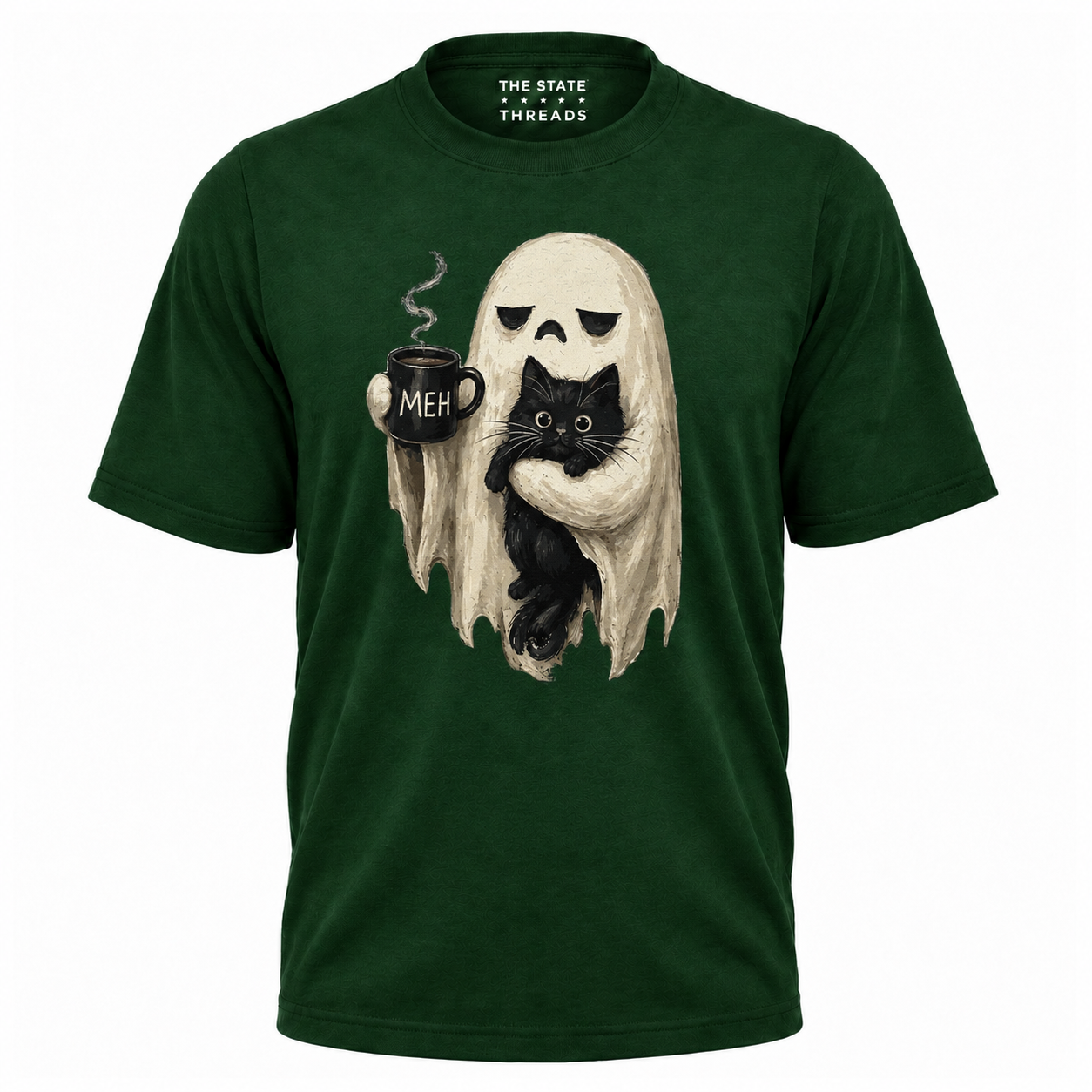 America Ghost Black Cat Coffee Halloween Spooky Shirt