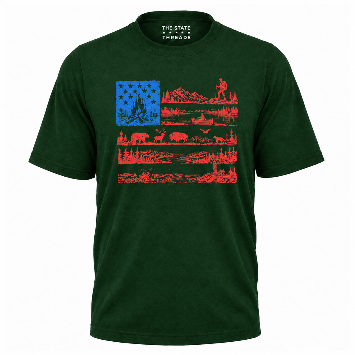 America Flag National Park Outdoor Wildlife Graphic Shirt