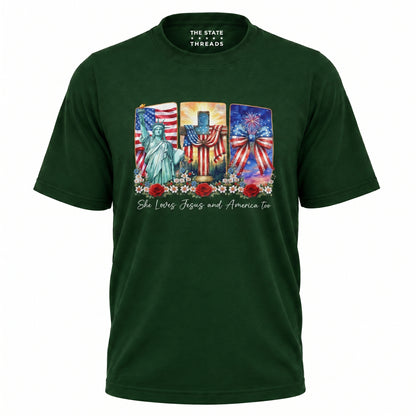 She Loves Jesus and America Too Faith Shirt