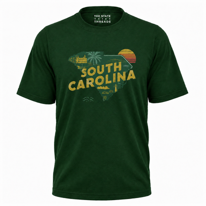 South Carolina State Map Sunset Travel Souvenir Shirt