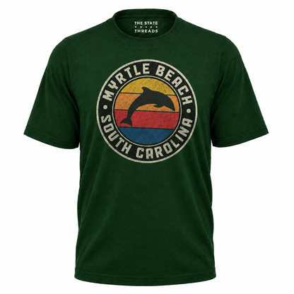 Myrtle Beach South Carolina Retro Dolphin Sunset Shirt
