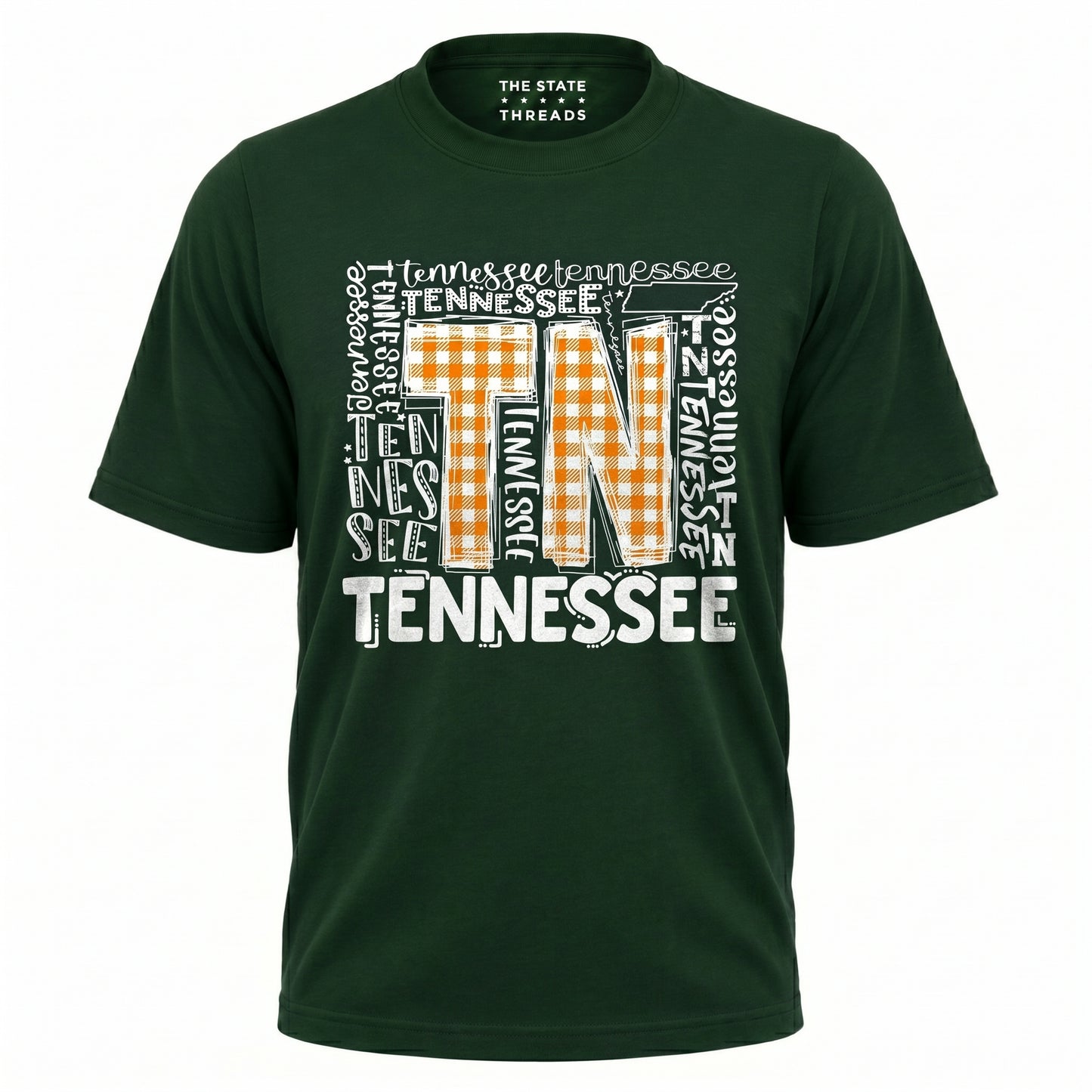 Tennessee Orange Checkerboard TN Typography Shirt