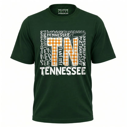 Tennessee Orange Checkerboard TN Typography Shirt