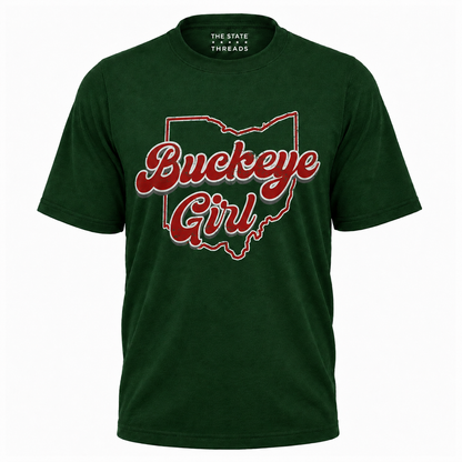 Ohio Buckeye Girl State Outline Pride Shirt