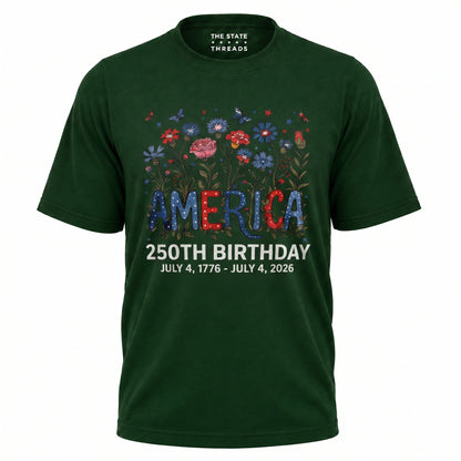 America 250 Floral Birthday Shirt