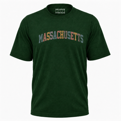 Massachusetts Retro Colorful Arch Typography Shirt