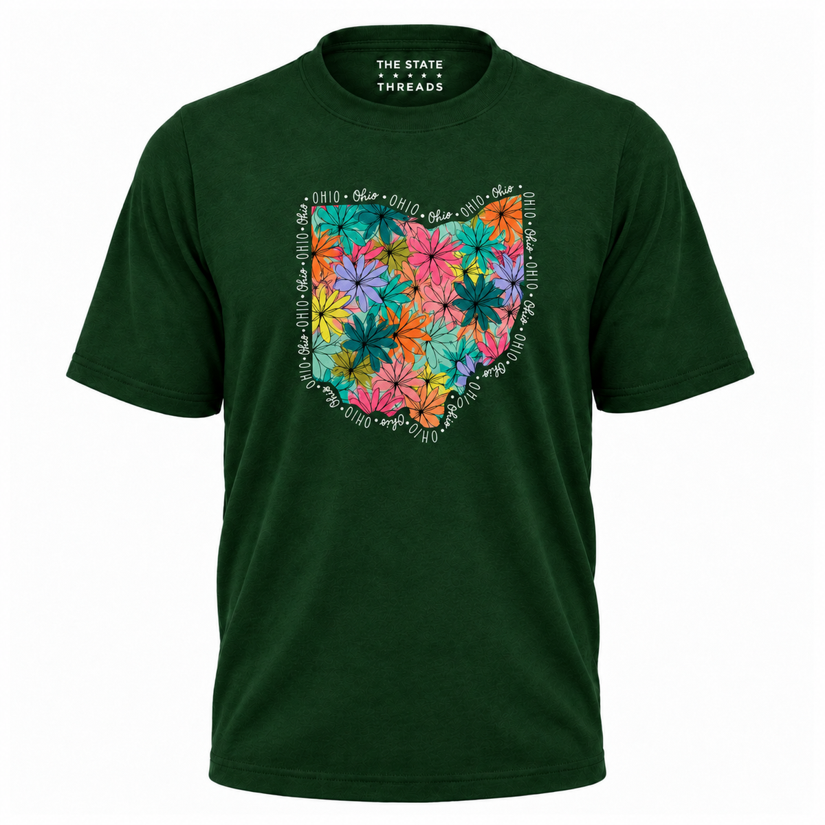 Ohio Floral State Outline Colorful Botanical Shirt