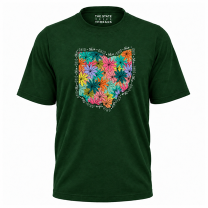 Ohio Floral State Outline Colorful Botanical Shirt