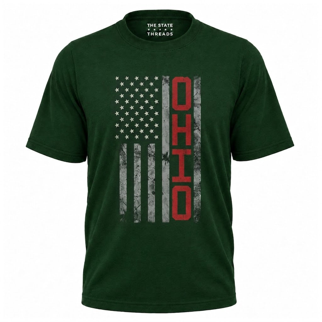 Ohio American Flag Patriotic Distressed State Shirt