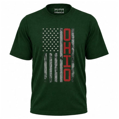 Ohio American Flag Patriotic Distressed State Shirt