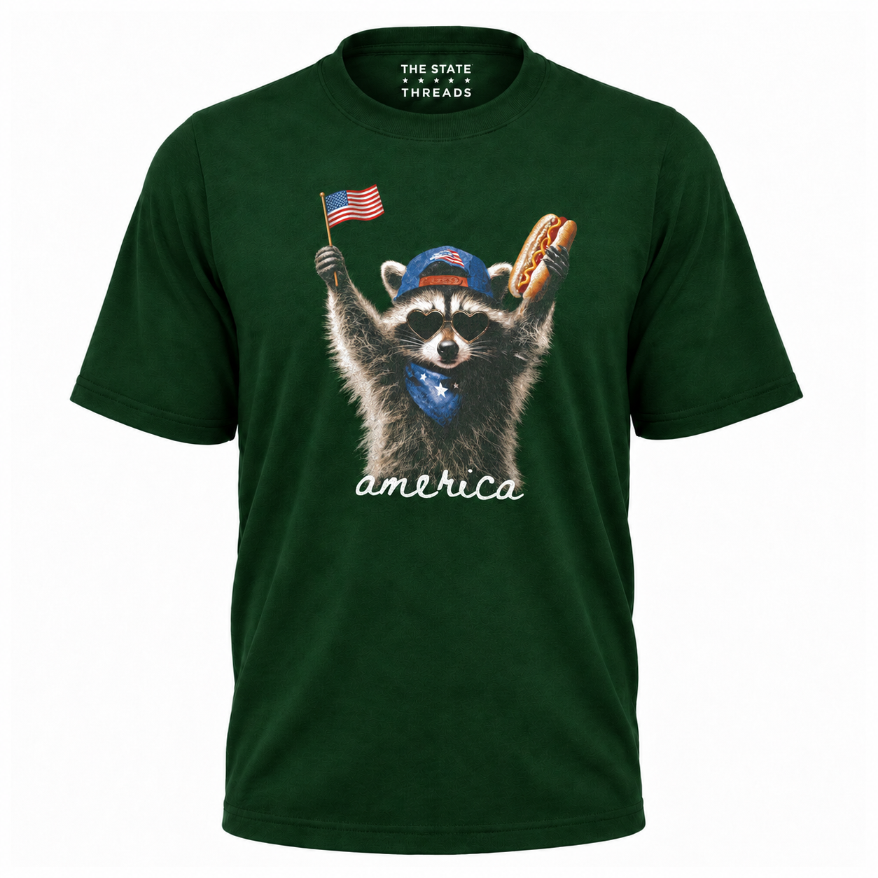 America Patriotic Raccoon Hot Dog Flag Graphic Shirt