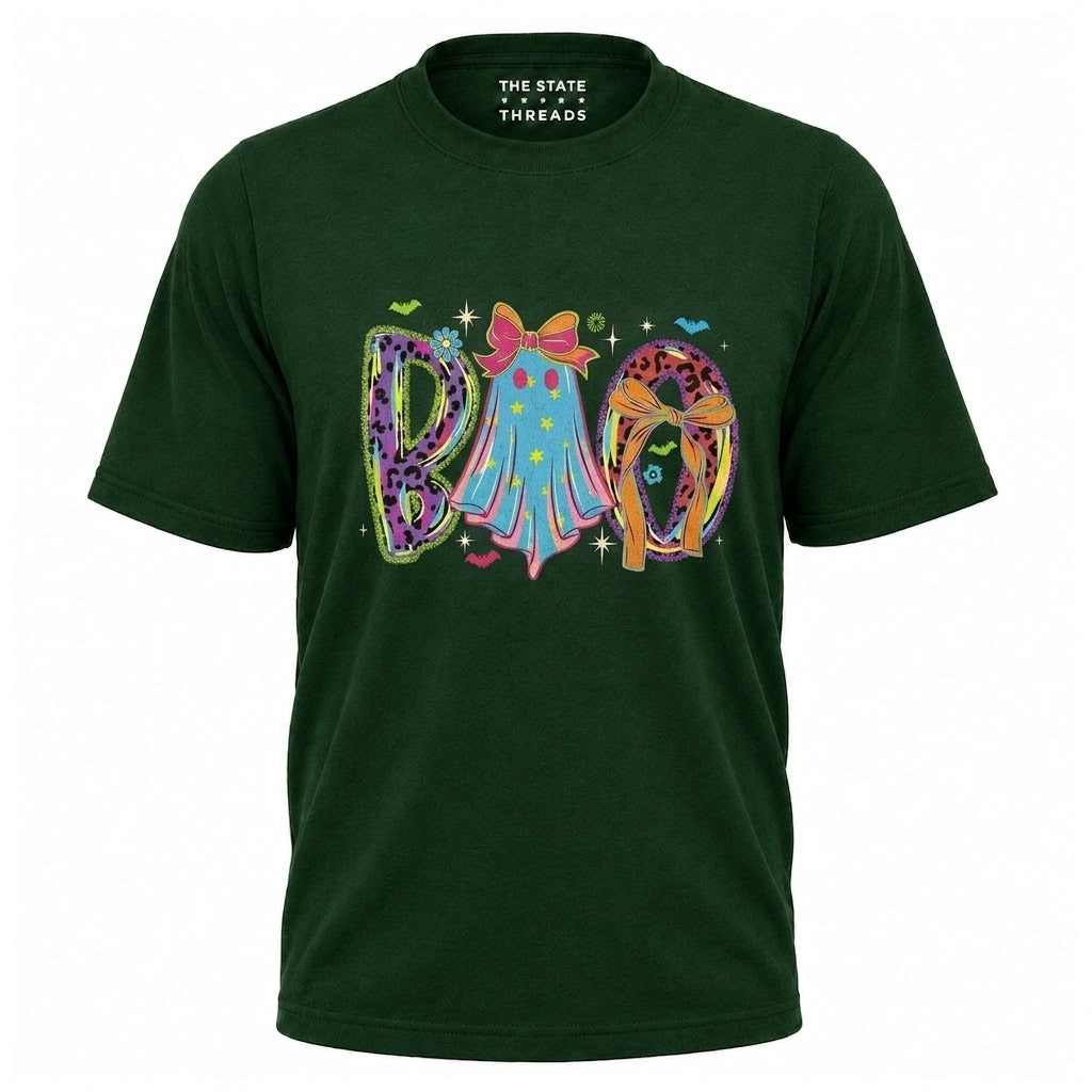 America Coquette Ghost Boo Neon Leopard Halloween Shirt