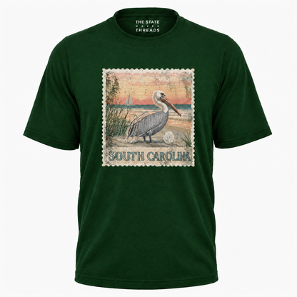 South Carolina Vintage Pelican Beach Stamp Shirt