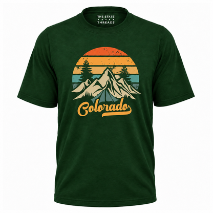 Colorado Retro Mountain Camping Sunset Graphic Shirt