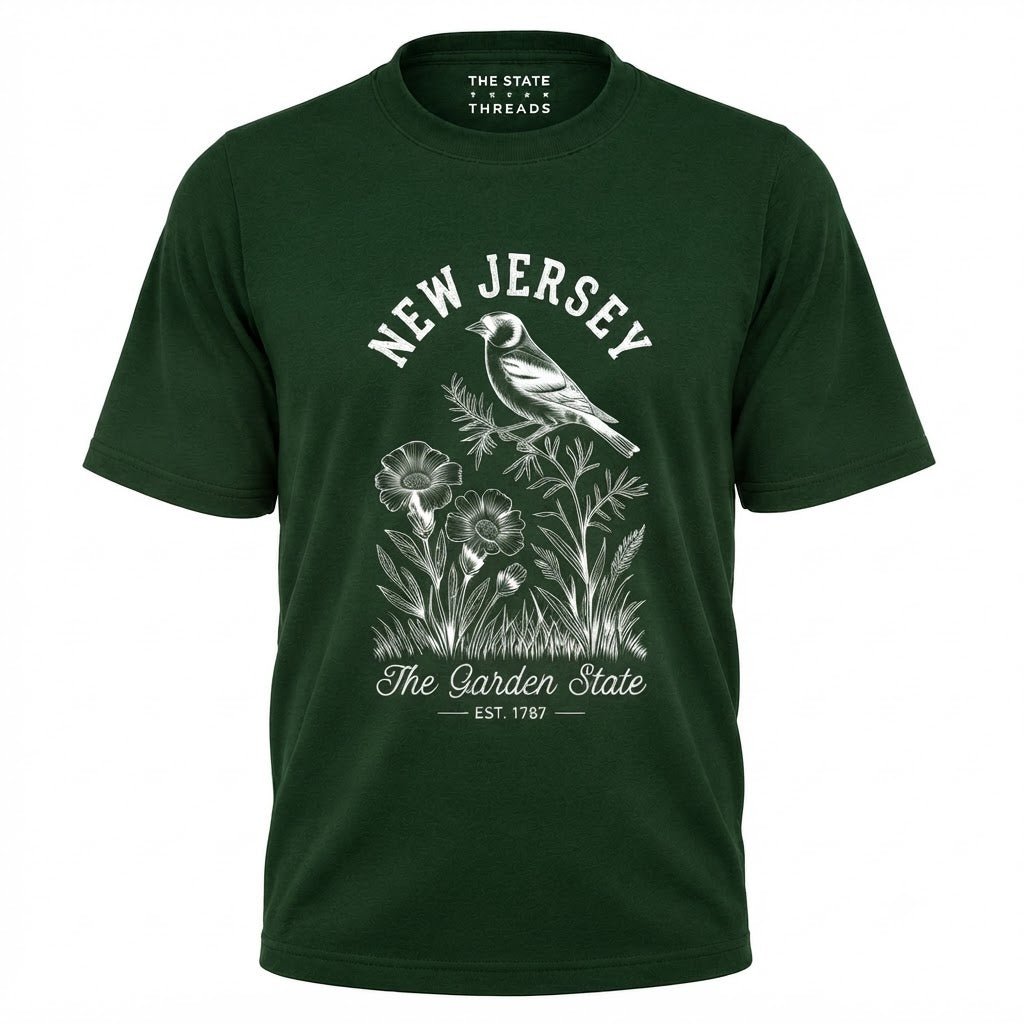 New Jersey Garden State Goldfinch Floral  shirt