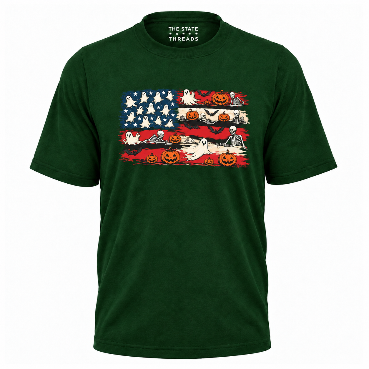 America Halloween Flag Spooky Ghost Pumpkin Shirt