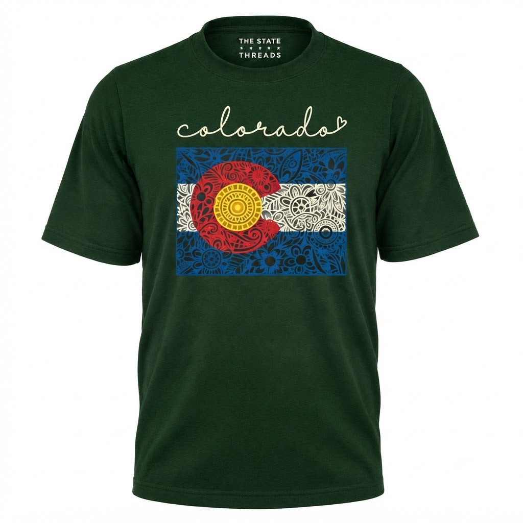 Colorado State Flag Floral Doodle Art Shirt