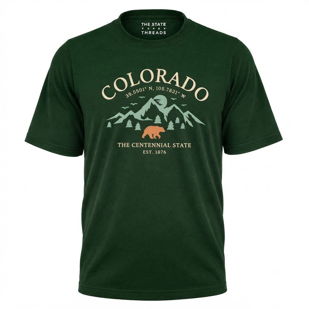 Colorado Centennial State Mountains Bear Graphic Shirt