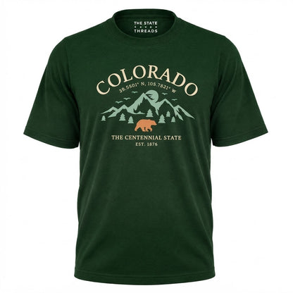 Colorado Centennial State Mountains Bear Graphic Shirt