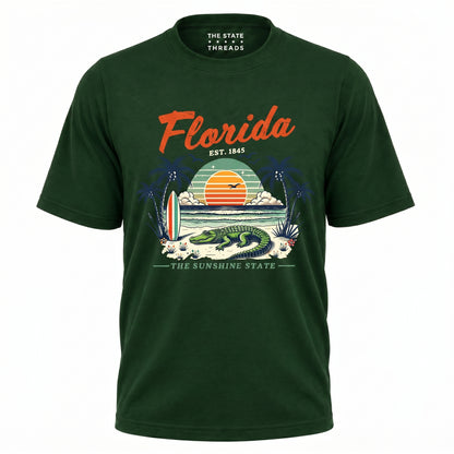 Florida Sunshine State Alligator Retro Sunset Beach Shirt