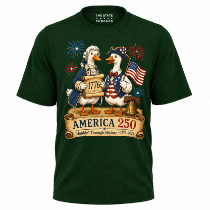America 250 Honkin Through History Founding Goose Shirt