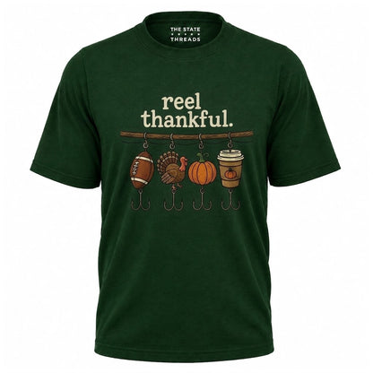 America Reel Thankful Thanksgiving Fishing Graphic Shirt