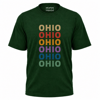Retro Ohio Colorful Stacked Typography State Shirt
