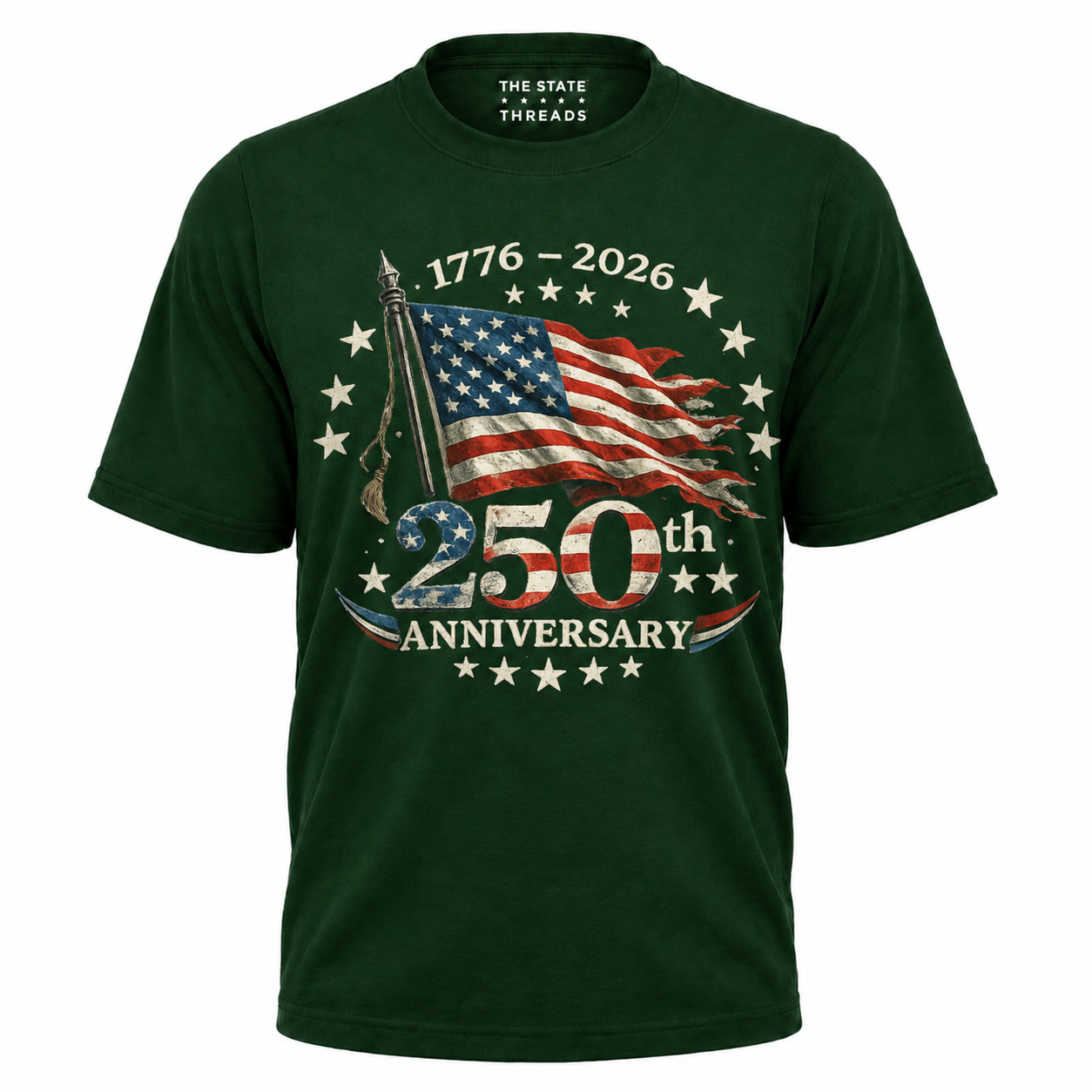 America 250th Anniversary Waving Flag Vintage Patriotic Shirt