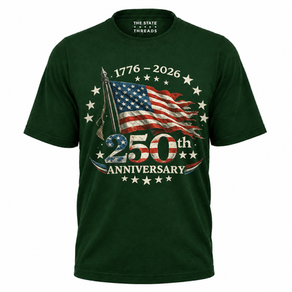 America 250th Anniversary Waving Flag Vintage Patriotic Shirt