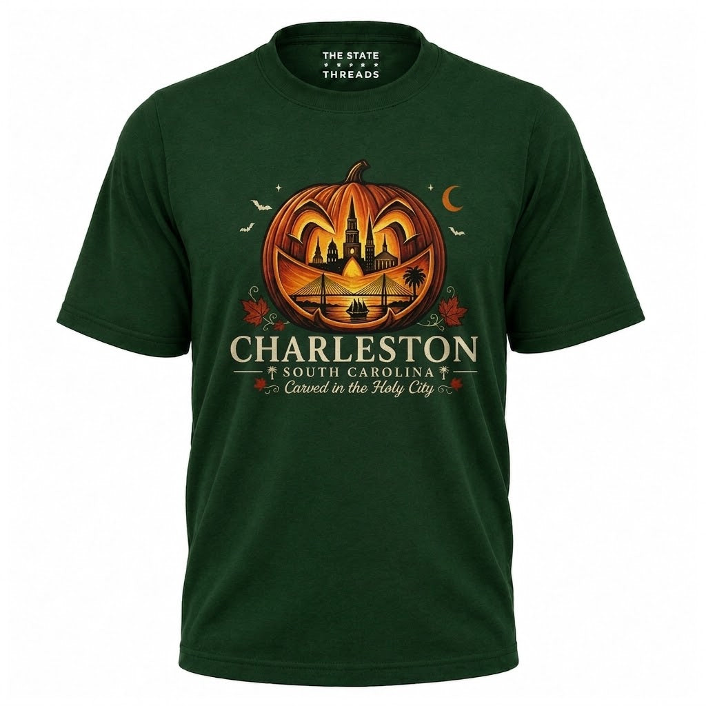South Carolina Charleston Carved Pumpkin Skyline Halloween Shirt