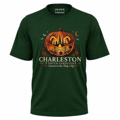 South Carolina Charleston Carved Pumpkin Skyline Halloween Shirt