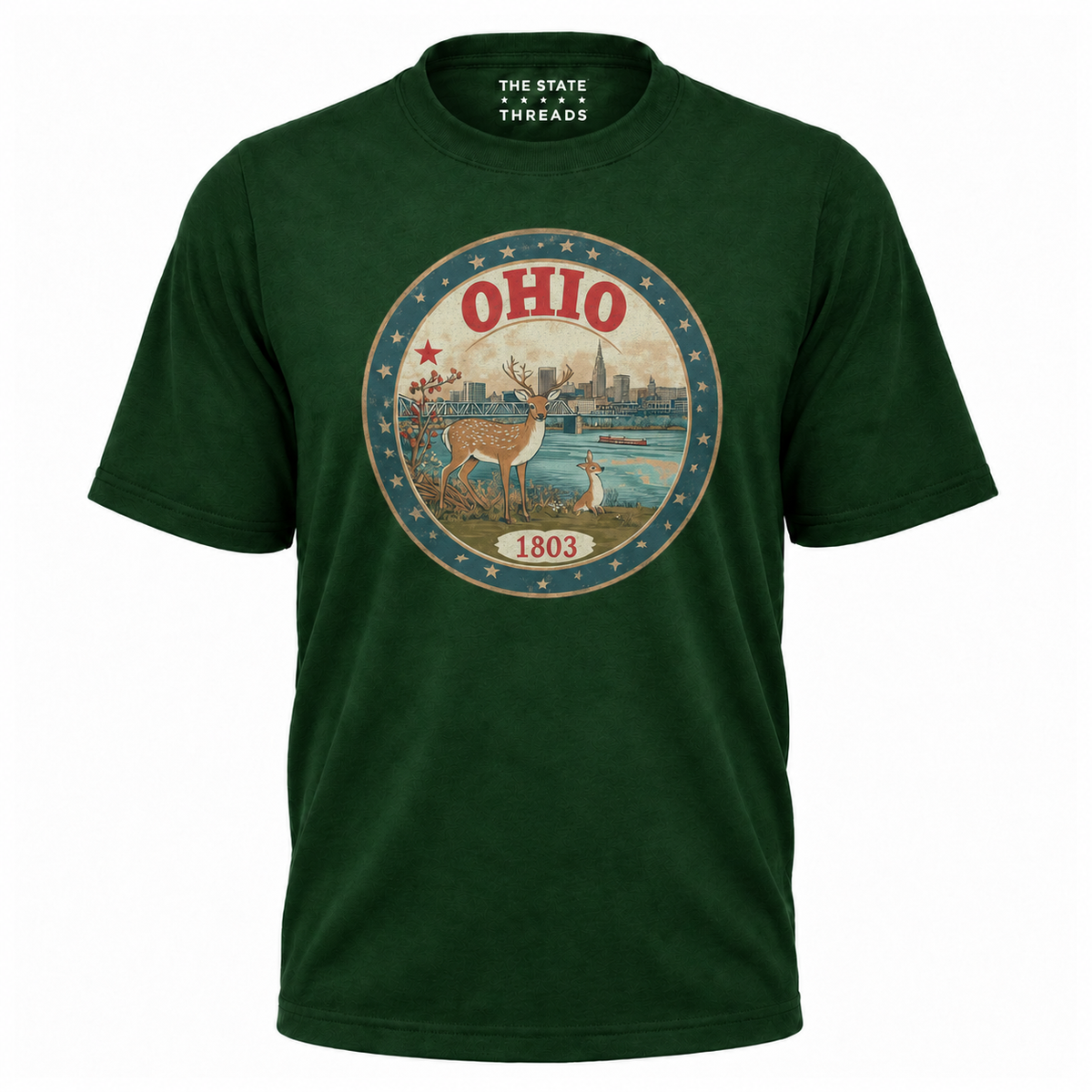 Ohio 1803 Wildlife Deer Scenic River Skyline Shirt