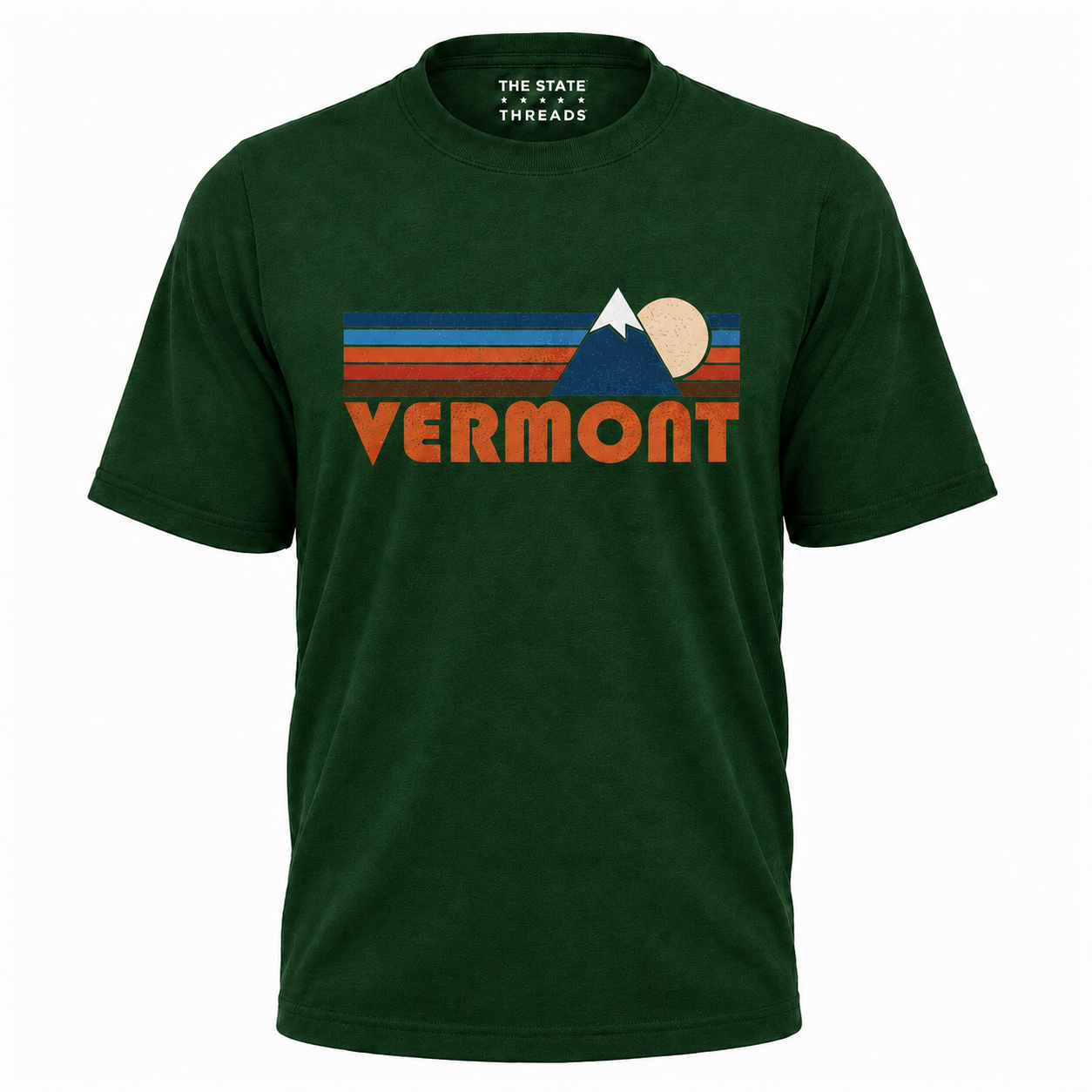 Vermont Green Mountain Retro Sunset Mountain Adventure Shirt