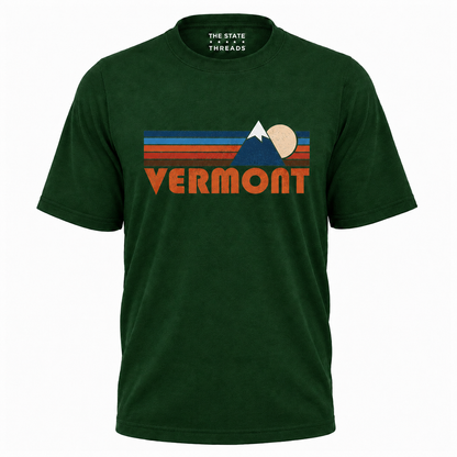 Vermont Green Mountain Retro Sunset Mountain Adventure Shirt