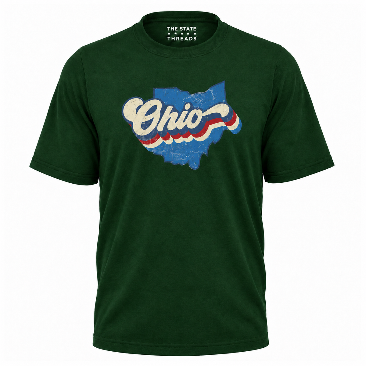 Ohio Vintage State Map Retro Stripes Pride Shirt