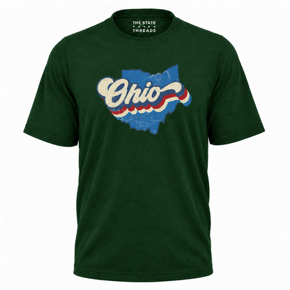 Ohio Vintage State Map Retro Stripes Pride Shirt