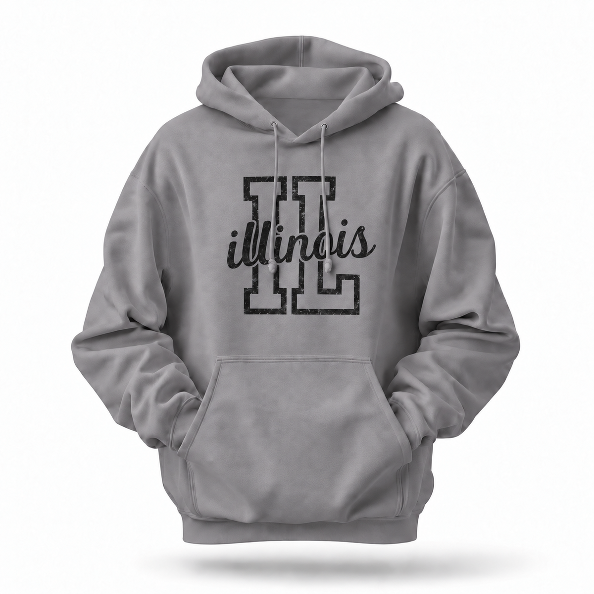 Illinois Varsity Block Letters Distressed Hoodie