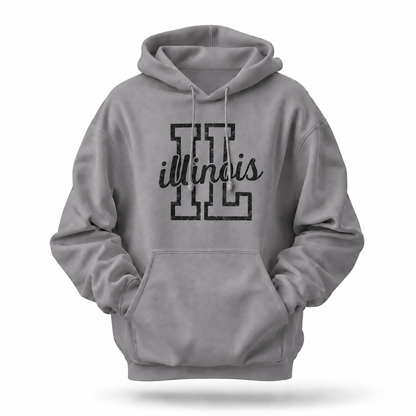 Illinois Varsity Block Letters Distressed Hoodie