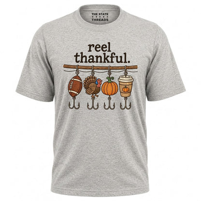 America Reel Thankful Thanksgiving Fishing Graphic Shirt