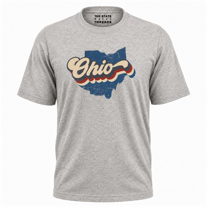 Ohio Vintage State Map Retro Stripes Pride Shirt