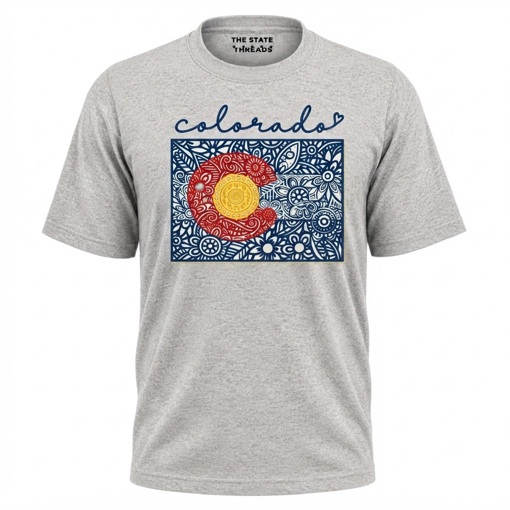 Colorado State Flag Floral Doodle Art Shirt
