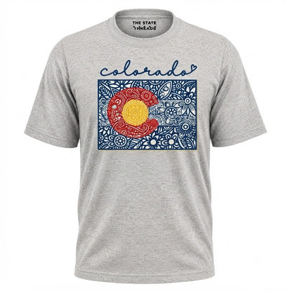 Colorado State Flag Floral Doodle Art Shirt